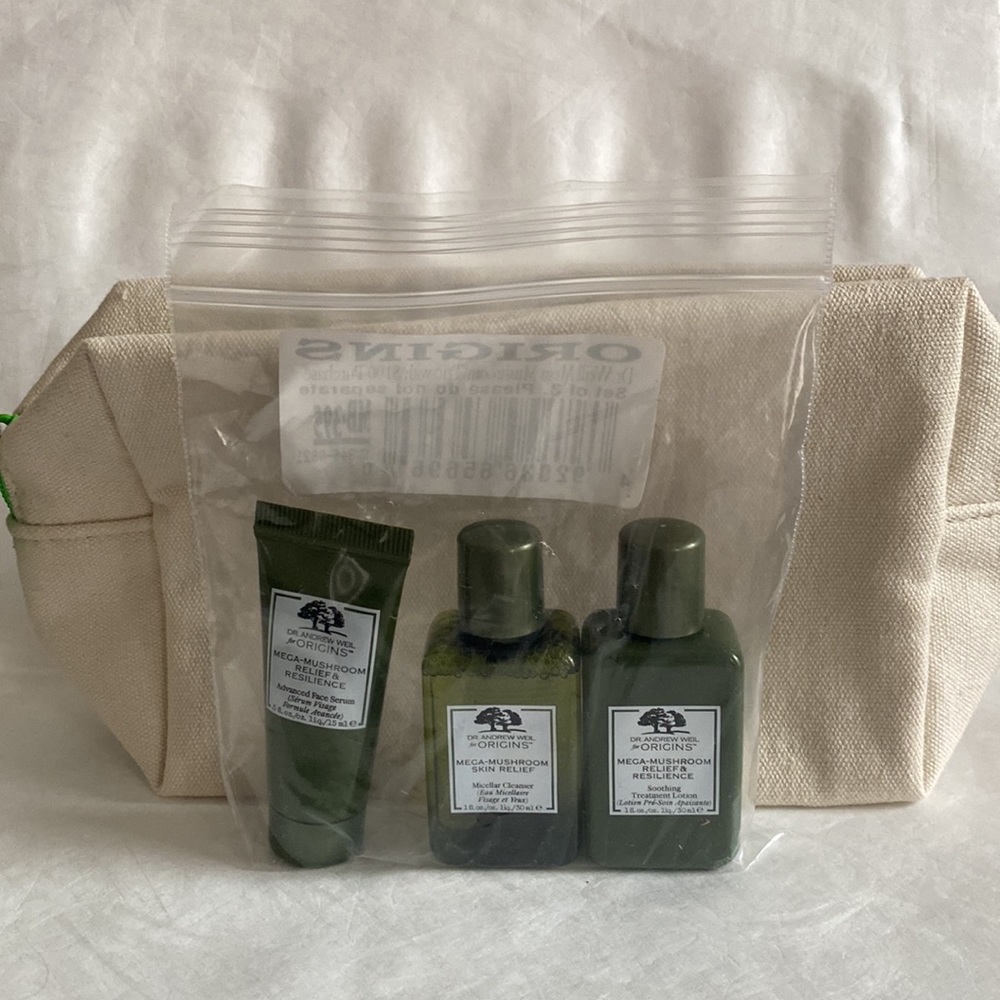 ORIGINS Dr. Weil’s 4p Mega Mushroom Lotion Cleanser Serum $48 CLEAN BEAUTY NIB